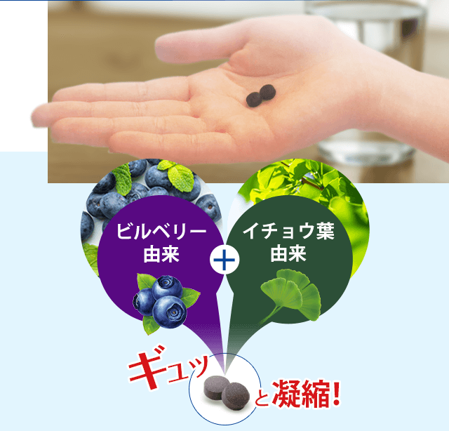 ビルベリー由来＋イチョウ葉由来をギュッと凝縮！