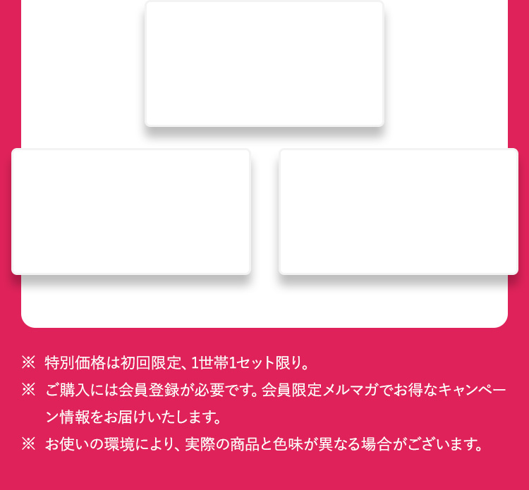 特別価格は初回限定、1世帯1セット限り。