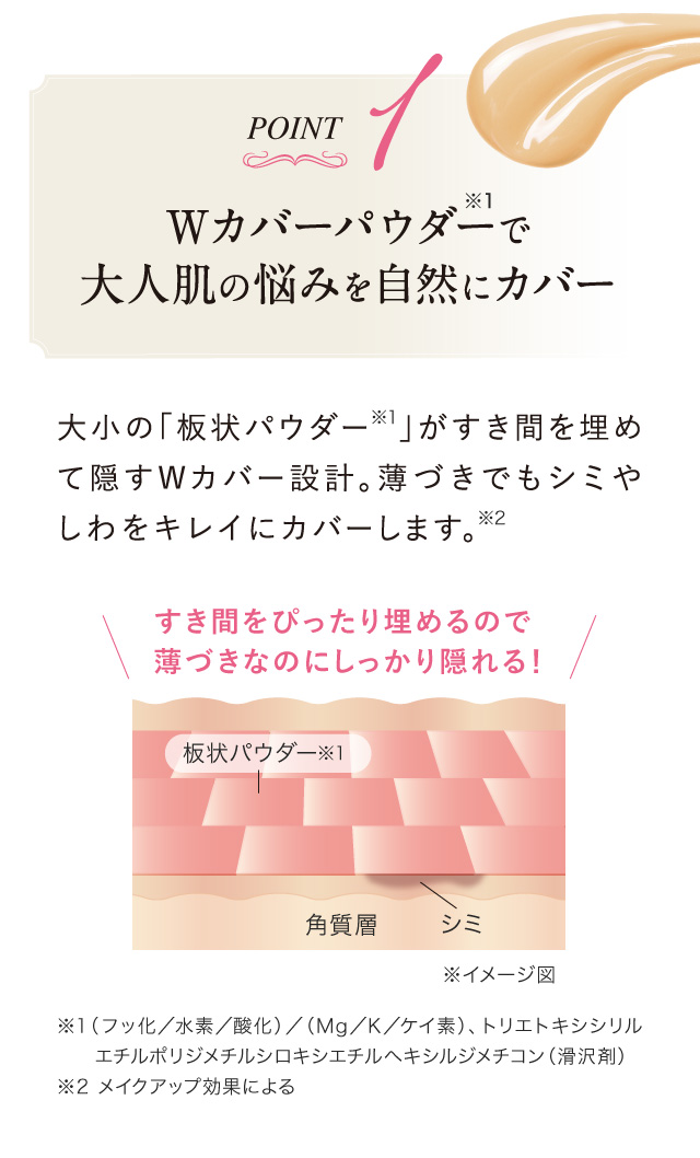 Point.1 Wカバーパウダーで大人肌の悩みを自然にカバー