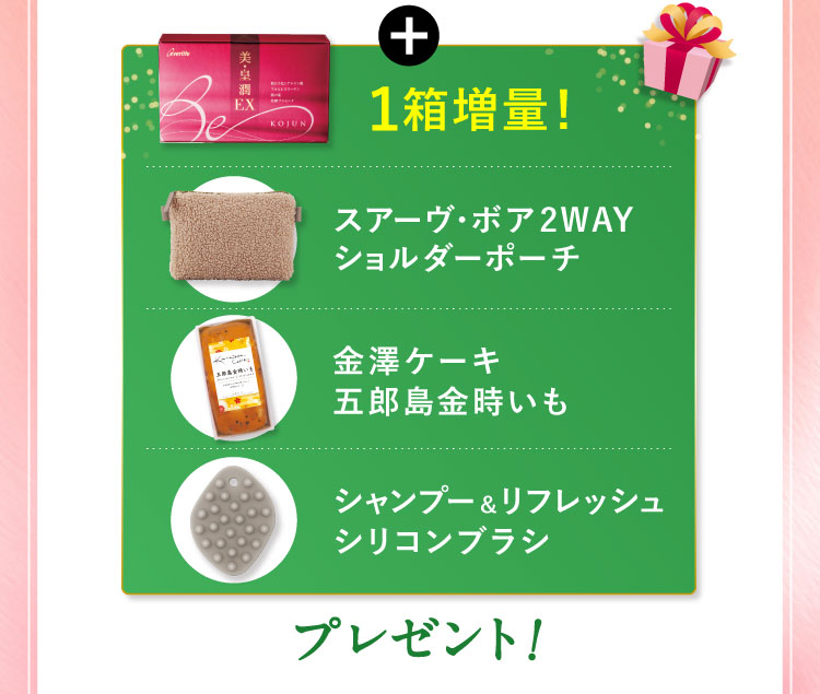 「１箱増量! ボアショルダーポーチ 金澤ケーキ五郎島金時いも シリコンブラシ」プレゼント!