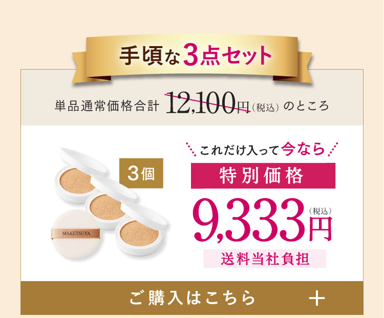 手頃な3点セット 特別価格9,333円（税込）送料当社負担 ご購入はこちら