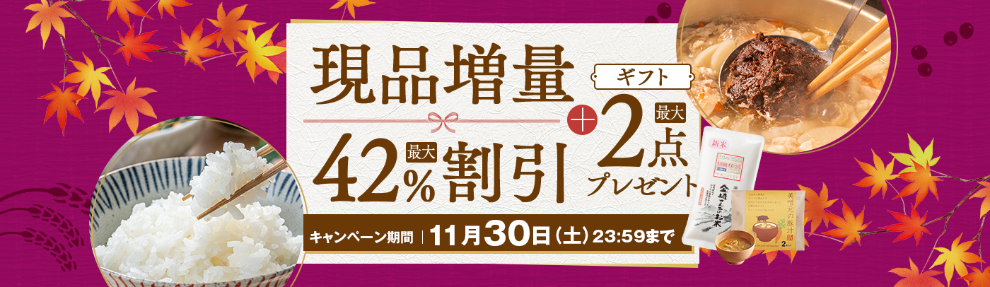 現品増量最大42%割引+2点プレゼント
