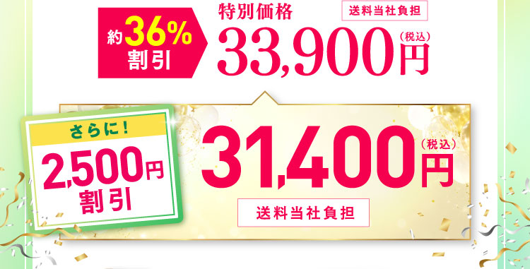 約36%割引 特別価格33,900円(税込)送料当社負担 さらに！2,500円割引 31,400円(税込)送料当社負担