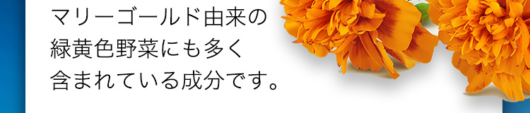 マリーゴールド由来の緑黄色野菜にも多く含まれている成分です。