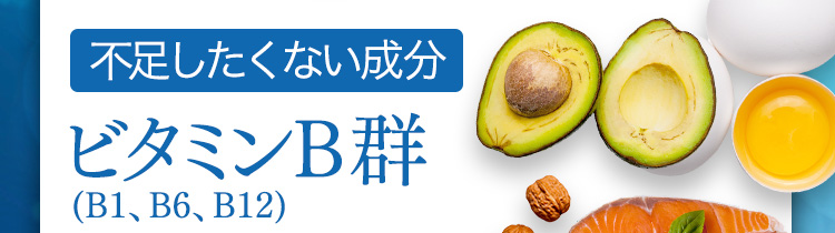不足したくない成分 ビタミンB群(B1、B6、B12)