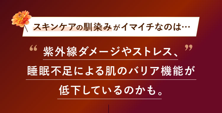 スキンケアの馴染みがイマイチなのは…紫外線ダメージやストレス、睡眠不足による肌のバリア機能が低下しているのかも。