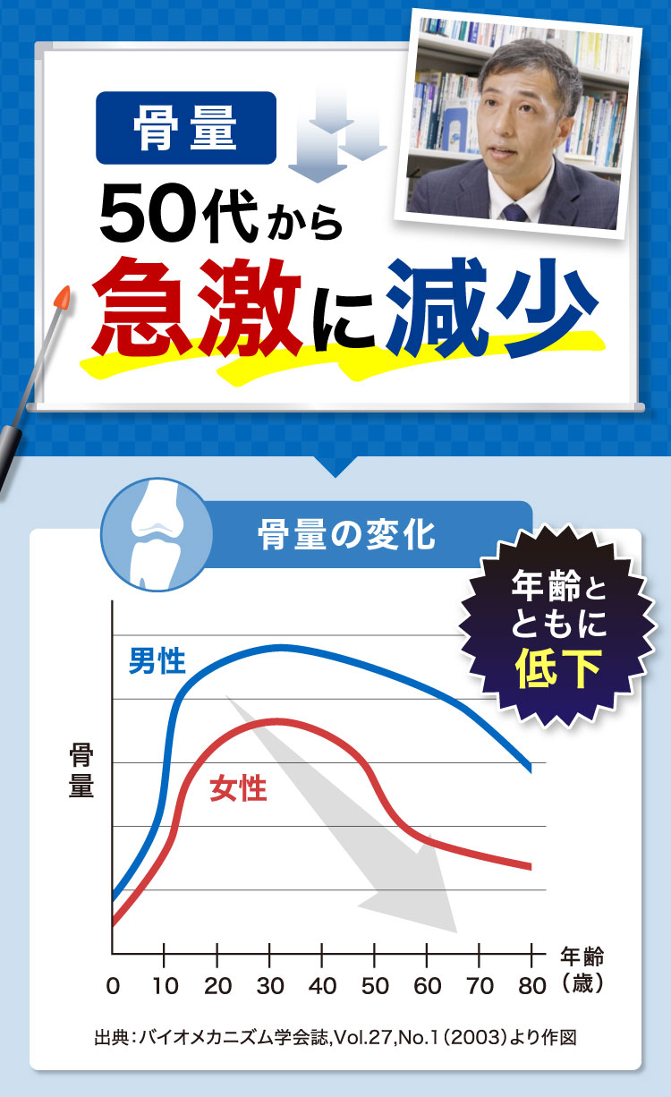 骨量 50代から急激に減少 骨量の変化