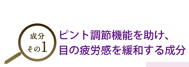 成分１：ピント調節機能を助け、目の疲労感を緩和する成分