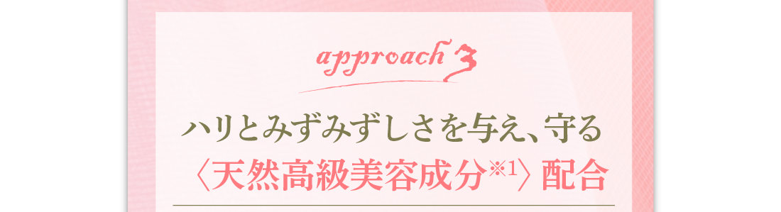 アプローチ3　ハリとみずみずしさを与え、守る　天然高級美容成分※1配合