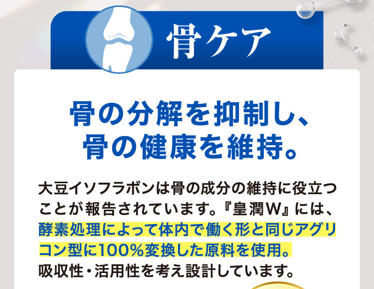 「骨ケア」骨の分解を抑制し、骨の健康を維持。