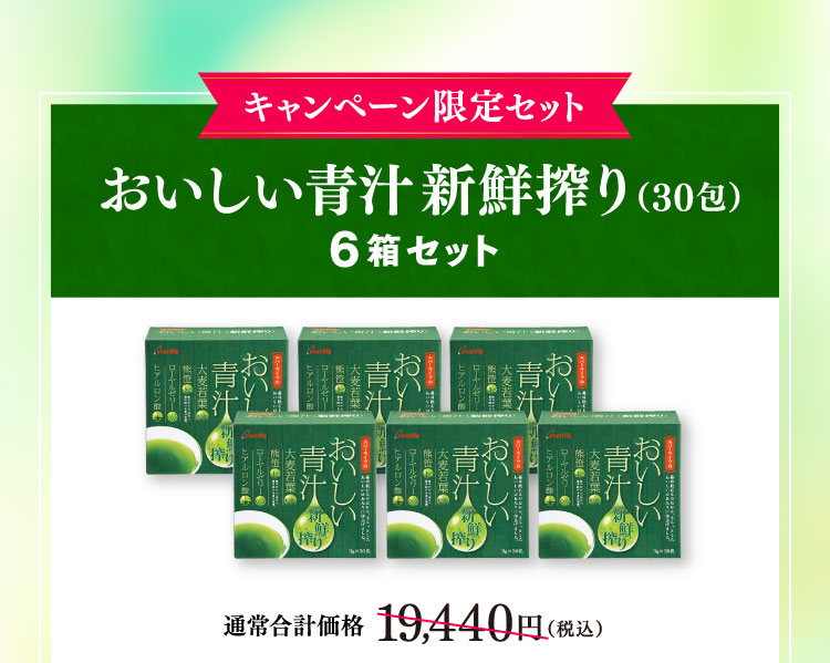 キャンペーン限定おいしい青汁新鮮搾り(30包)6箱セット 通常合計価格19,440円(税込)