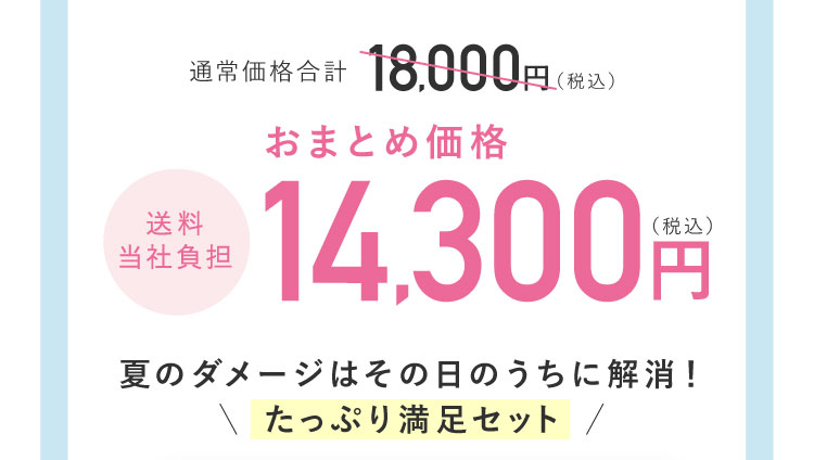 おまとめ14,300円(税込)送料当社負担 夏のダメージはその日のうちに解消！たっぷり満足セット