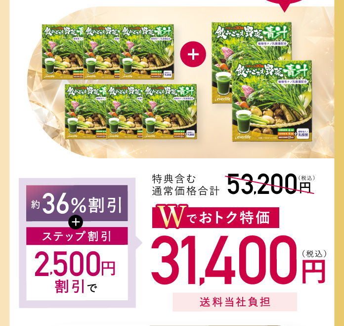 約36%割引 ステップ割引2,500円割引で、Wでおトク特価31,400円送料当社負担